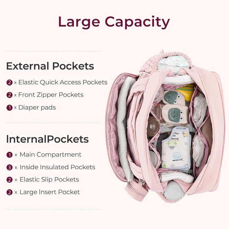 Telena Tote Diaper Bags, Travel Crossbody Large Capacity Hospital Bag for Women Labor Delivery with Pacifier Case - Image 4